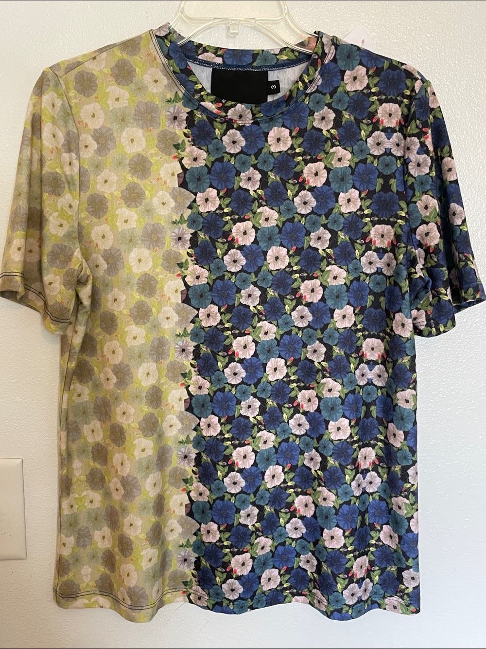 No. 6 Split Floral Short Sleeve Tee in Blue & Green